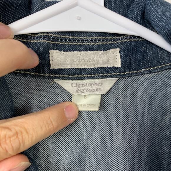 Vintage Christopher & Banks Long Oversized Button Peacoat Jacket Womens Small - Picture 3 of 6